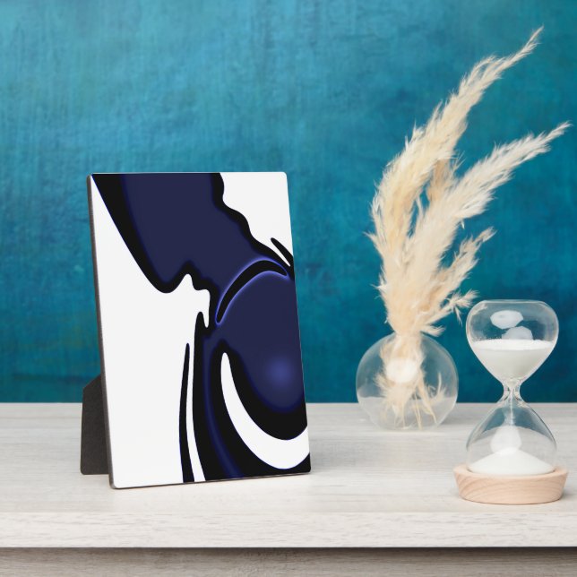 Placa Expositora Luna Azul: Resumen azul, blanco y negro (Lado)