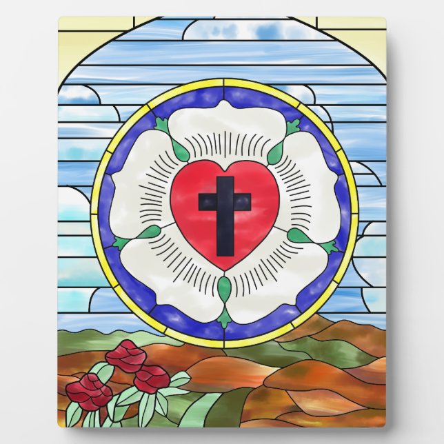 Placa Expositora Luther Rosa ventana de vidrio templado (Frente)