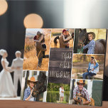 Placa Expositora Madera Mira Eres el Único Fotocollage<br><div class="desc">Colaje de fotos moderno que puedes personalizar con 7 de tus fotos favoritas. La plantilla está lista para que agregues tus fotos, trabajando en sentido de las agujas del reloj desde la parte superior izquierda. El texto dice "eres el indicado" en tipografía moderna de gran tamaño y escritura informal. Este...</div>