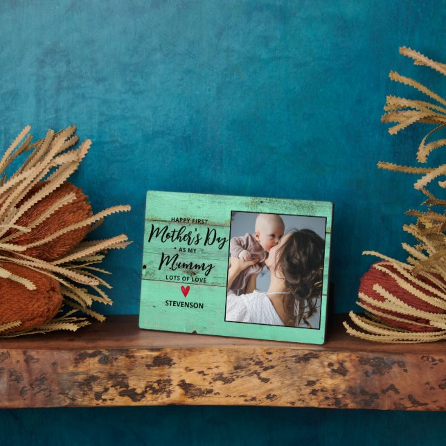 Placa Expositora Madera Rústica Nueva Mamá Primer Día de la Madre (Lado)