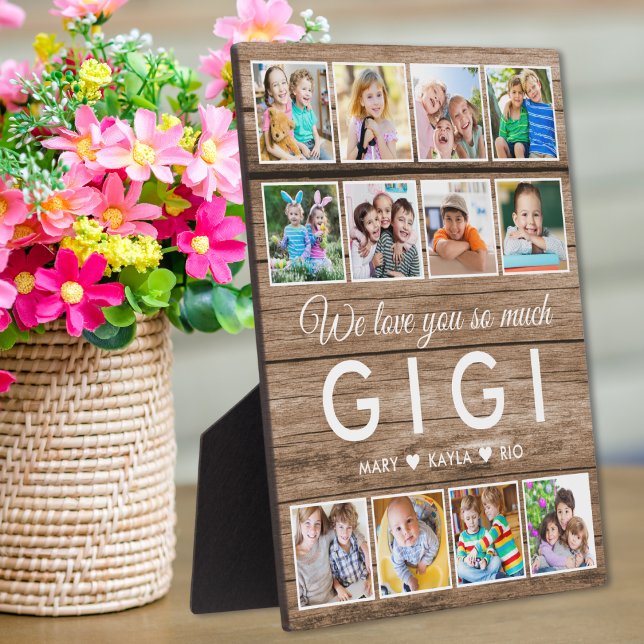 Placa Expositora Madera Rústica te queremos Collage de fotos Gigi 1 (Rustic Wood We Love You Gigi 12 Photo Collage Plaque
)