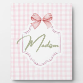 Placa Expositora Madison Personalizada Baby Nursery Bow&Gingham