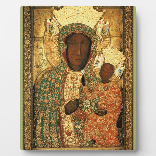Placa Expositora Madonna negra y niño Nuestra Señora de Czestochowa (Frente)