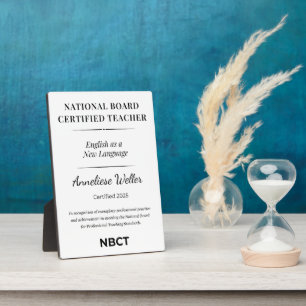 Placa Expositora Maestro Certificado por la Junta Nacional NBCT P