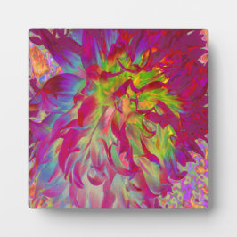 Placa Expositora Magenta psicodélica y flor de dalia amarilla