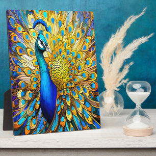 Placa Expositora Majestic Glass Peacock Art Nouveau Style