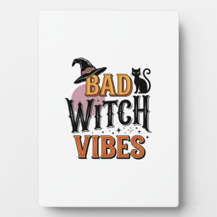 Placa Expositora Malas vibras de bruja Diseño de camiseta vintage d