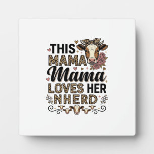 Placa Expositora Mamá Ama a su Manada Diseño de Camiseta de Vaca Vi