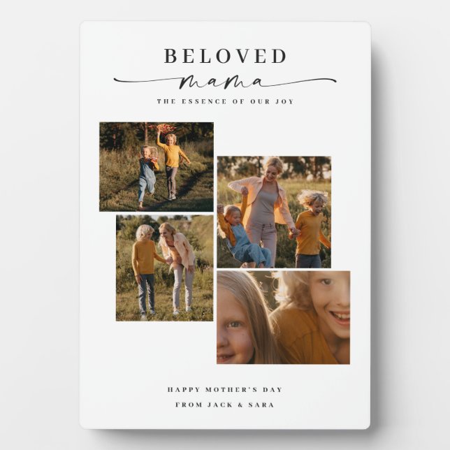 Placa Expositora Mamá amada feliz Collage de fotos del Día de la Ma (Frente)