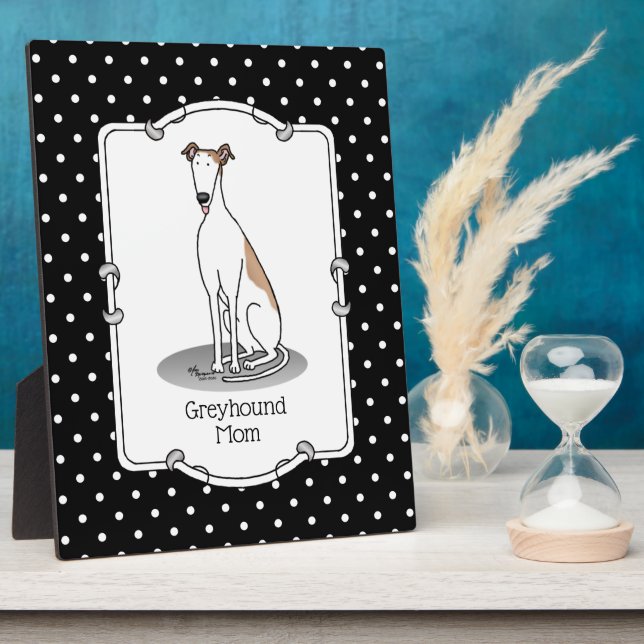 Placa Expositora Mamá de Greyhound (blanca como el hembra) Perro Cu (Lado)