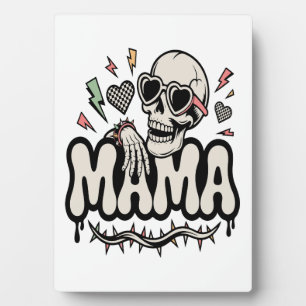 Placa Expositora Mamá divertida de Halloween calavera genial