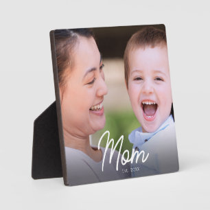 Placa Expositora Mamá Estableció Foto Escritura Negra Minimalista E