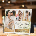 Placa Expositora Mamá, mi reina, mi inspiración<br><div class="desc">Mamá, mi reina, mi placa de inspiración, la manera perfecta de mostrar tu aprecio y admiración por la mujer más importante de tu vida. Esta impresionante placa muestra tres fotos de personalizable y las sentidas palabras "Te amo, mamá, mi reina, mi inspiración". Esta placa, elaborada con precisión y cuidado, no...</div>