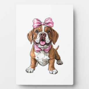 Placa Expositora Mamá Perro Mastín Arco Coquette Niña Rosa