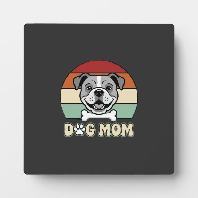 Placa Expositora Mamá Perro Retro Vector Bulldog (Frente)