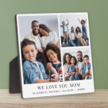 Placa Expositora Mamá te ama 3 Collages de fotos<br><div class="desc">Elegante placa fotográfica de keepsake para celebrar a la mejor madre de la historia,  con un collage de 3 fotos de sus hijos y familia,  "We Love You Mom" y los nombres de sus hijos y familia.</div>