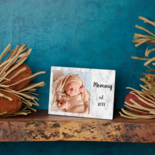 Placa Expositora Mami Est Year Marble Photo New Mother Gift