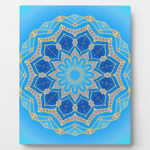Placa Expositora Mandala en azul eléctrico y turquesa