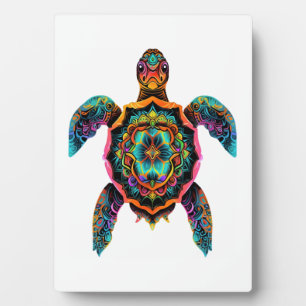 Placa Expositora Mandalas de Tortugas Marinas Arte Animal Oceánico