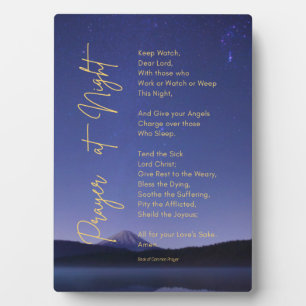 Placa Expositora Mantén vigilada la oración nocturna con Easel
