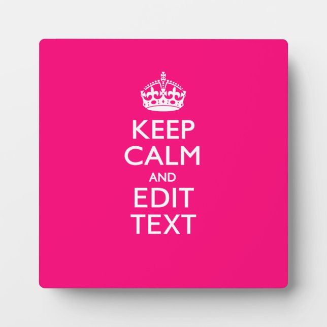 Placa Expositora MANTENER LA CALMA Y TU Texto sobre Fuchsia (Frente)