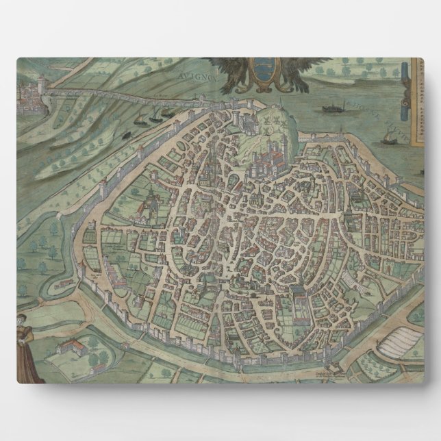 Placa Expositora Mapa de Aviñón, de 'Civitates Orbis Terrarum' por (Frente)