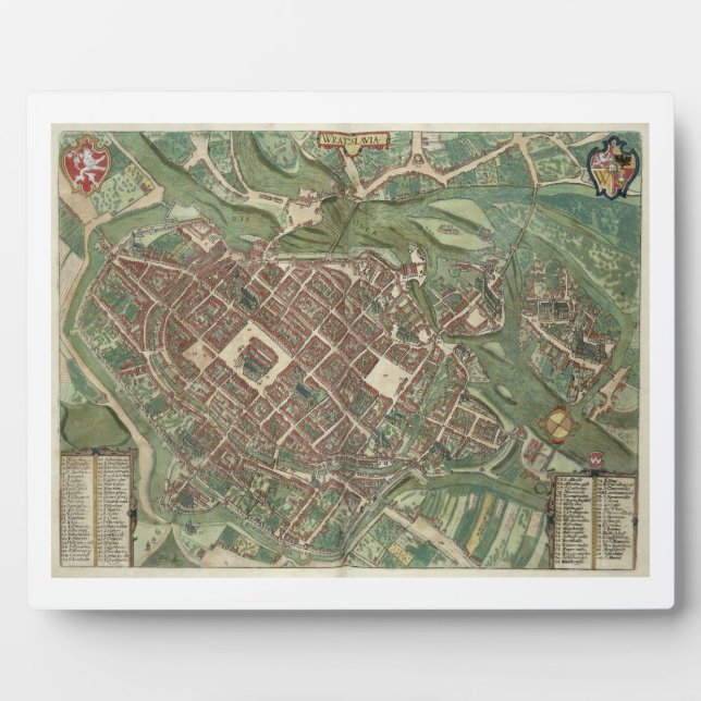 Placa Expositora Mapa de Bratislava, de 'Civitates Orbis Terrarum' (Frente)