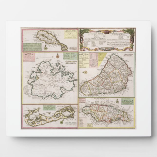 Placa Expositora Mapa de colonias inglesas en el Caribe, pub. (Frente)