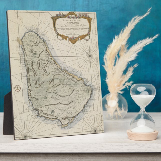 Placa Expositora Mapa de época de Barbados (1758) (Lado)