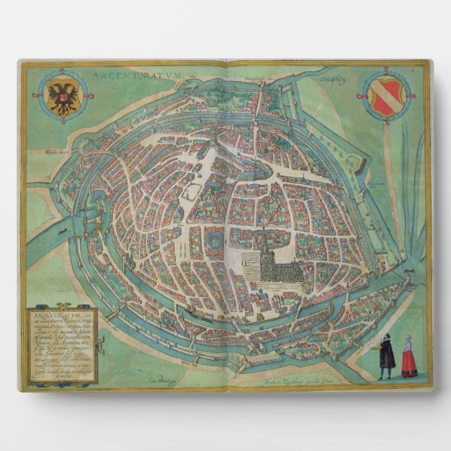 Placa Expositora Mapa de Estrasburgo, de 'Civitates Orbis Terrarum' (Frente)