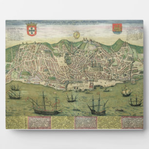 Placa Expositora Mapa de Lisboa, de 'Civitates Orbis Terrarum' de