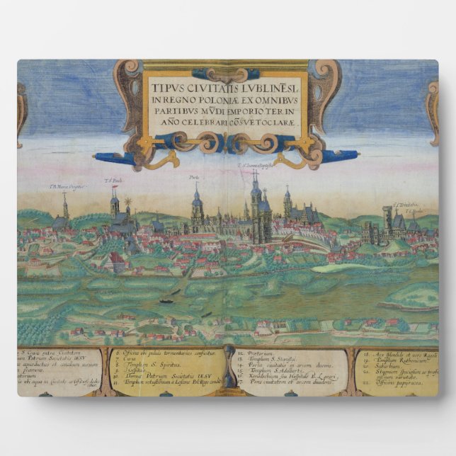 Placa Expositora Mapa de Lublin, de 'Civitates Orbis Terrarum' de (Frente)
