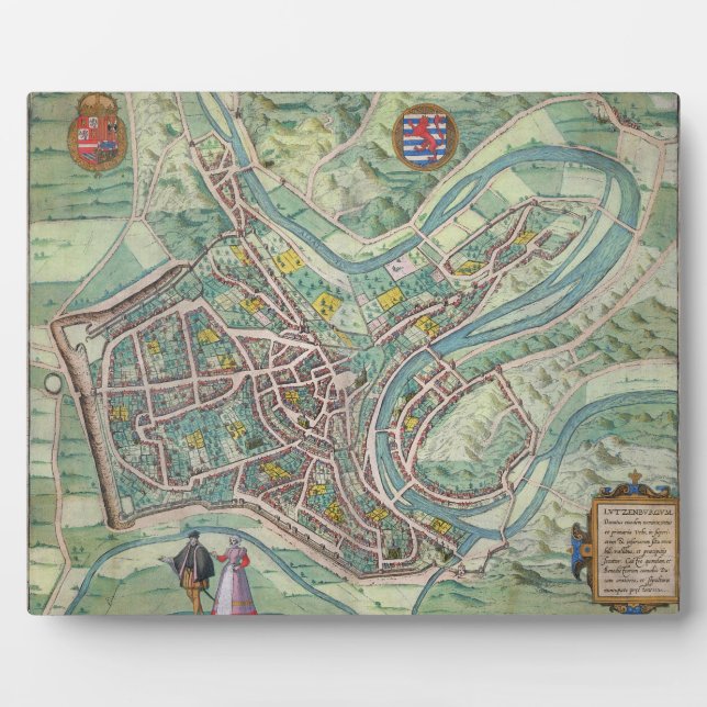 Placa Expositora Mapa de Luxemburgo, de 'Civitates Orbis Terrarum' (Frente)