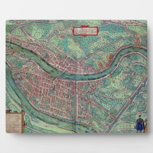 Placa Expositora Mapa de Lyon, de 'Civitates Orbis Terrarum' por Ge