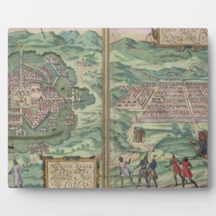 Placa Expositora Mapa de México y Cusco, de 'Civitates Orbis Ter