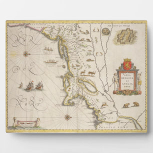 Placa Expositora Mapa de Nueva Bélgica y Nueva Inglaterra, pub en A