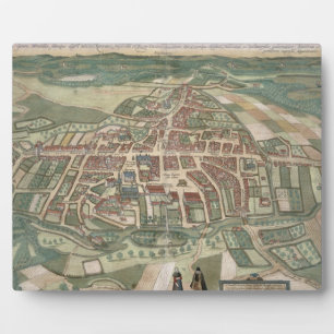 Placa Expositora Mapa de Odense, de 'Civitates Orbis Terrarum' de
