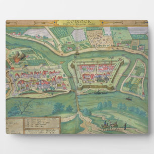 Placa Expositora Mapa de Szolnok, de 'Civitates Orbis Terrarum' por