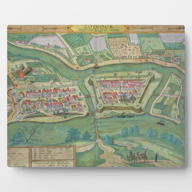 Placa Expositora Mapa de Szolnok, de 'Civitates Orbis Terrarum' por (Frente)