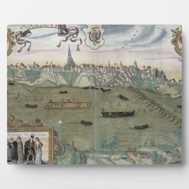 Placa Expositora Mapa de Varsovia, de 'Civitates Orbis Terrarum' po (Frente)