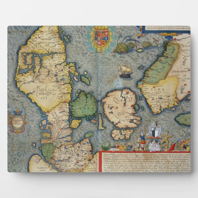 Placa Expositora Mapa del norte de Europa, de 'Civitates Orbis Terr (Frente)