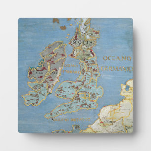 Placa Expositora Mapa del siglo XVI Gran Bretaña y el norte de Fran