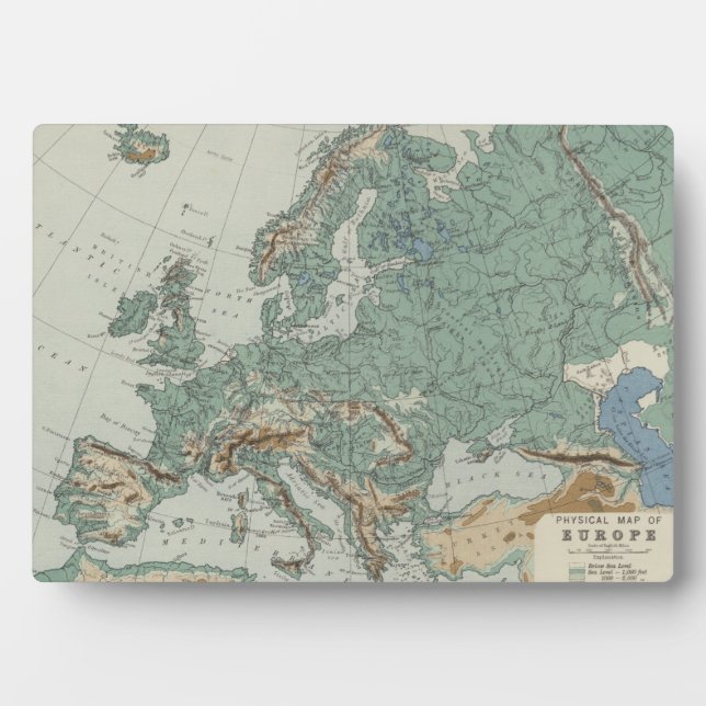 Placa Expositora Mapa físico de Europa (Frente)