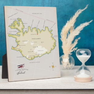 Placa Expositora Mapa ilustrado de Islandia