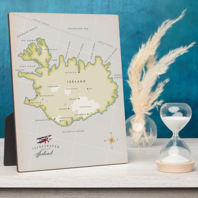 Placa Expositora Mapa ilustrado de Islandia (Lado)