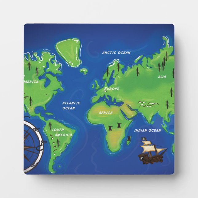 Placa Expositora Mapa Mundial (Frente)
