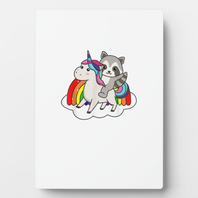 Placa Expositora Mapache En Animales De Arcoíris De Unicornio Unico (Frente)