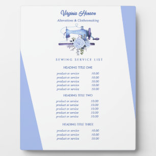 Placa Expositora Máquina Boho Blue Floral de coser Seamstress Preci