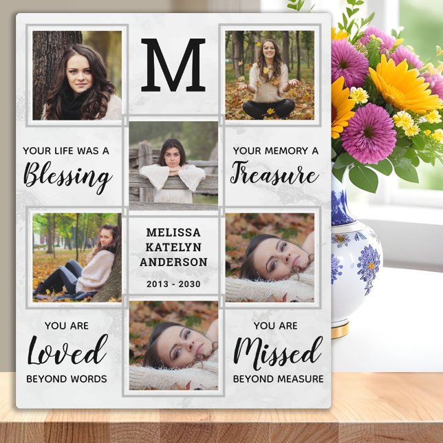 Placa Expositora Marble Memorial Keepsake Unique Photo Collage (Subido por el creador)