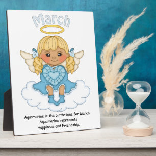 Placa Expositora March Birthstone Angel Blonde Plaque